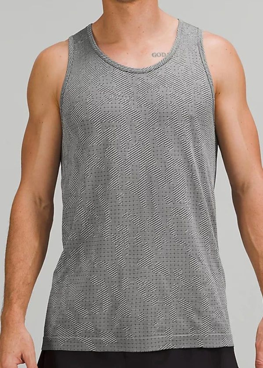 Apparel * | Lululemon Men'S Metal Vent Breathe Tank (Covered Camp Graphite Grey/White Opal)