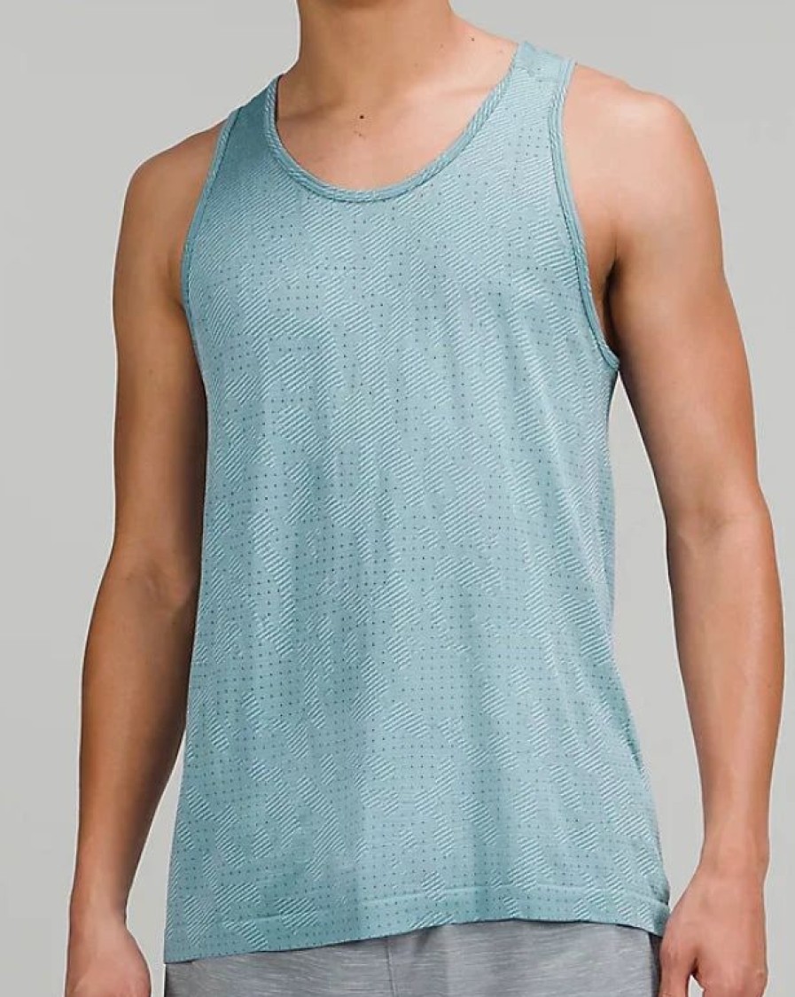 Apparel * | Lululemon Men'S Metal Vent Breathe Tank (Covered Camp Soft Denim/Sheer Blue)