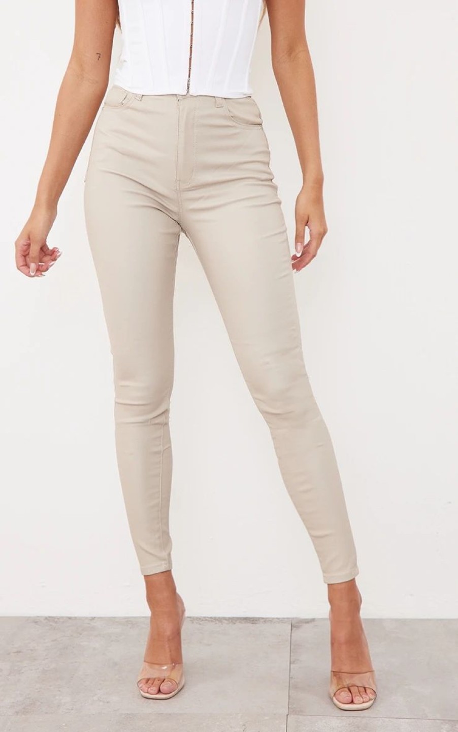 Skinny Jeans * | Stone Hourglass Coated Skinny Jeans