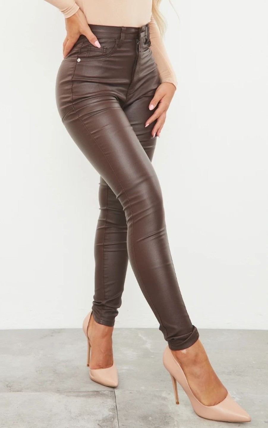 Skinny Jeans * | Chocolate Hourglass Coated Skinny Jeans