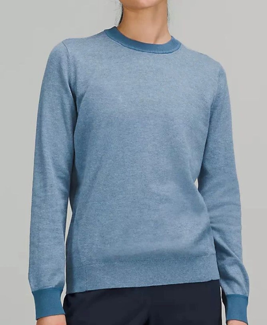 Apparel * | Lululemon Women'S Silk-Blend Crewneck Sweater (Heathered Soft Denim)