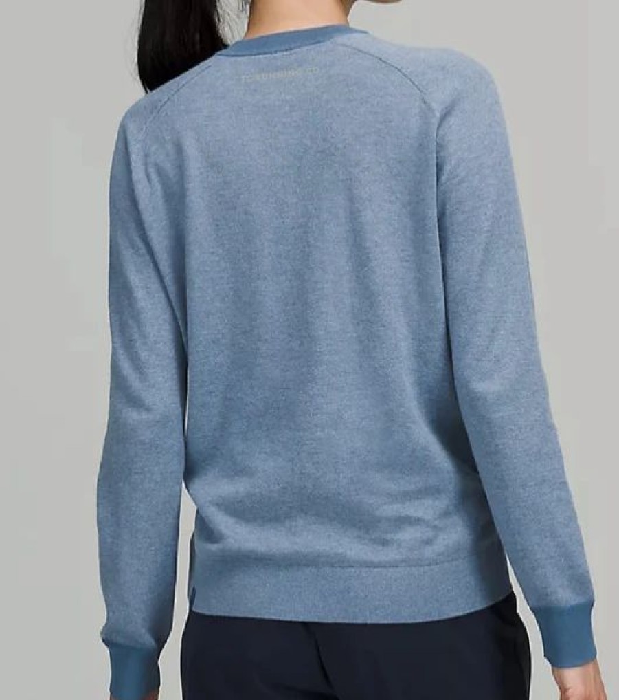 Apparel * | Lululemon Women'S Silk-Blend Crewneck Sweater (Heathered Soft Denim)