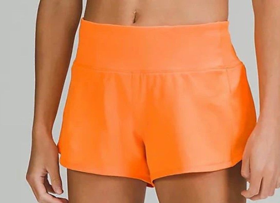 Apparel * | Lululemon Women'S Speed Up Mid-Rise Lined Short 4 (Orange Soda)