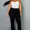 Black Jeans * | Plus Black Flare Denim Jeans