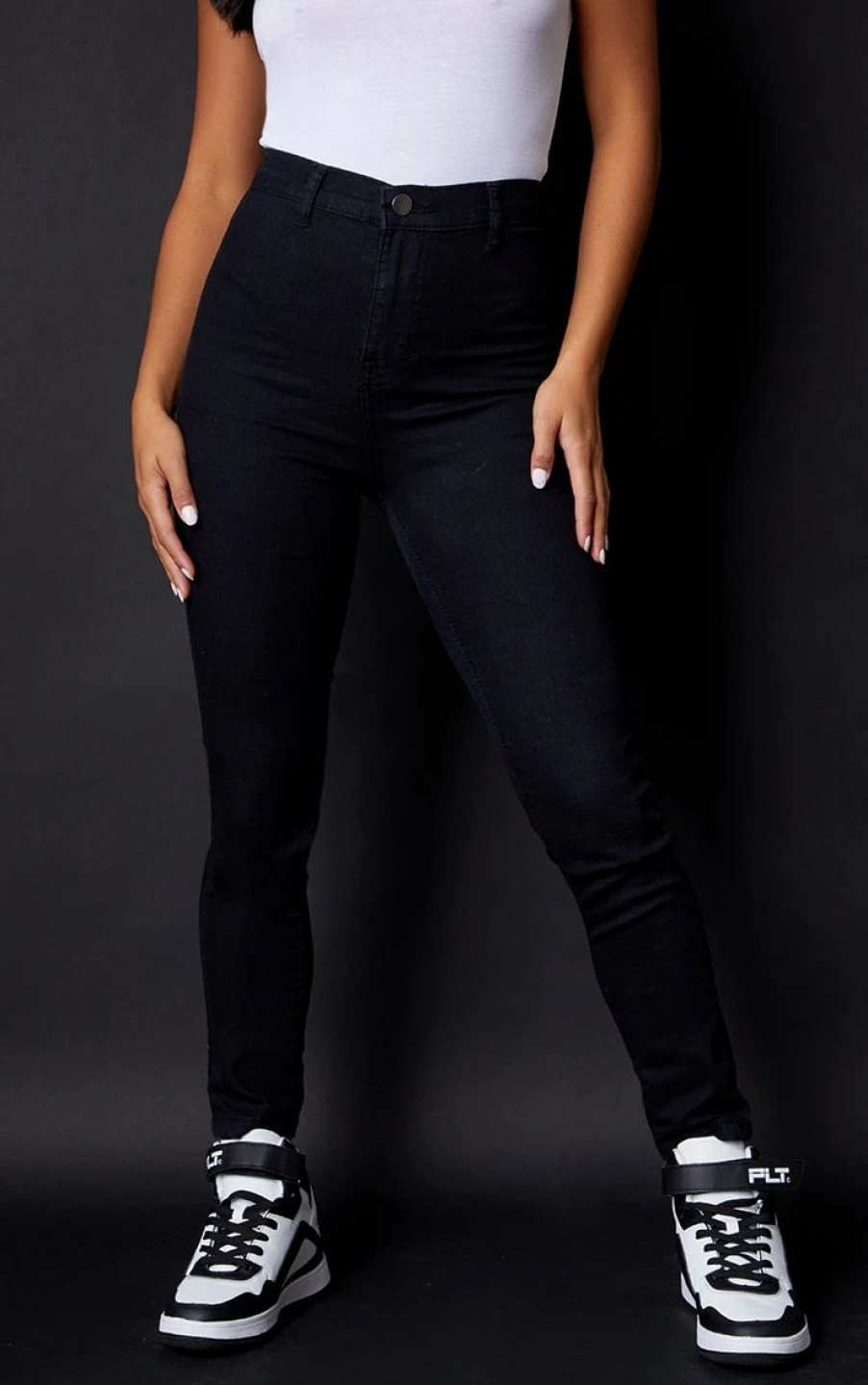 Black Jeans * | Petite Black Disco Fit Skinny Jeans