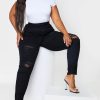 Black Jeans * | Prettylittlething Plus Black 5 Pocket Ripped Skinny Jeans