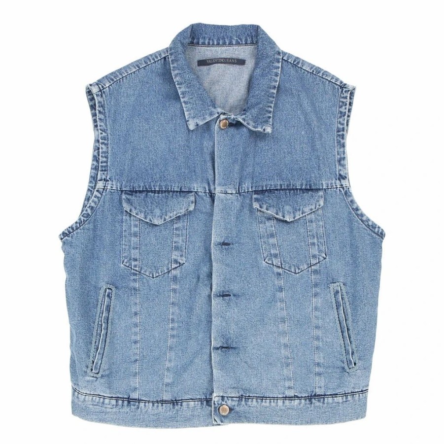 Vintage Jackets & Coats * | Vintage Valentino Jeans Denim Gilet 2Xl Blue Cotton